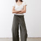 Wide-leg utility pants, dark olive, elastic drawstring waist and straight roomy legs