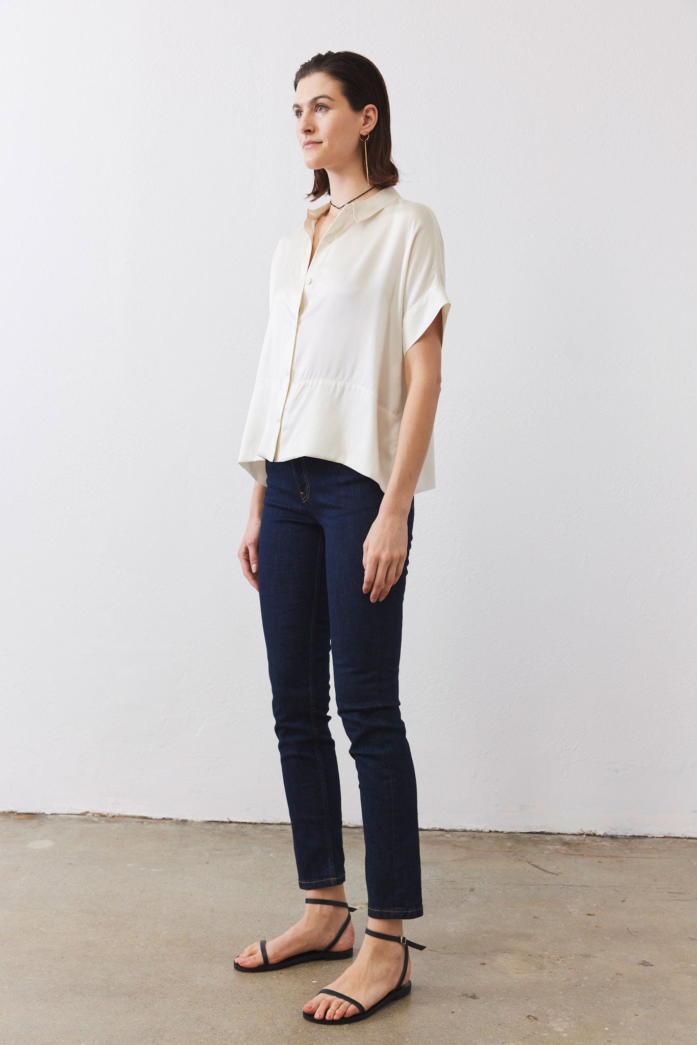 Boxy Washable Silk Cropped Blouse