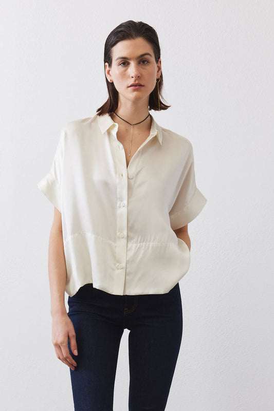 Boxy Washable Silk Cropped Blouse