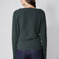 Brushed rib dolman top in dark green, back view with long sleeves