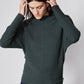 Brushed rib dolman top in dark green with crew neck and long sleeves