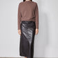 Medium taupe brushed rib dolman top with mock neck and long sleeves