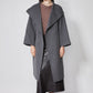 Medium taupe brushed rib dolman top worn under a dark gray open coat