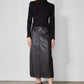 Black brushed ribbed turtleneck sweater with high neck and long sleeves