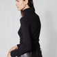 Black long-sleeve turtleneck with brushed ribbed knit and high neckline