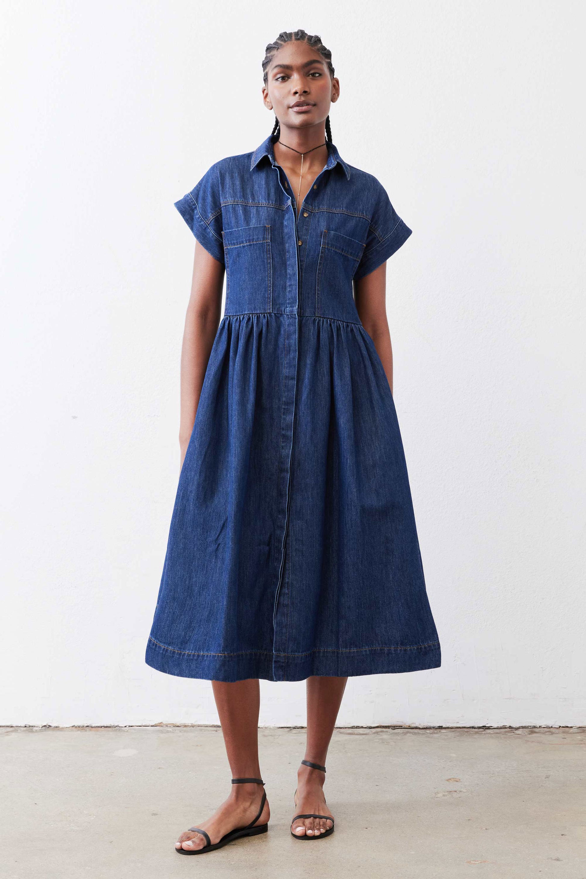 The Denim Shirt Dress Daybreak Medium Wash / XS