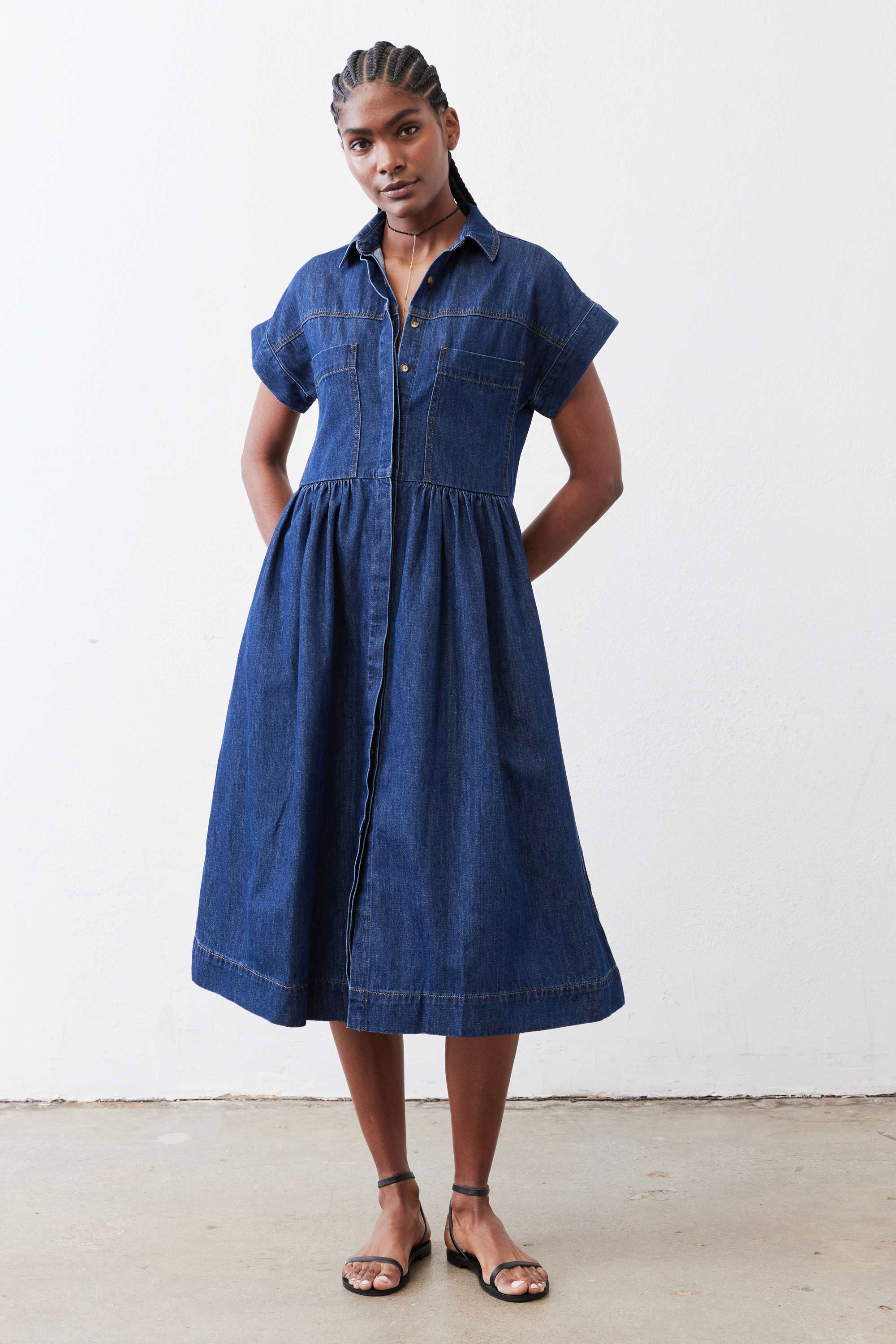 The Denim Shirt Dress | Daybreak Medium Wash – Ruti