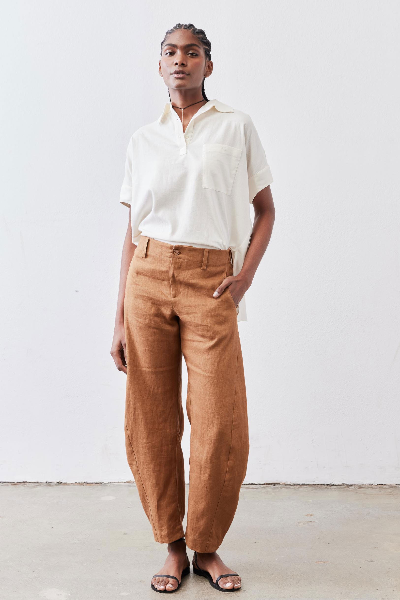 The Uptown Loose Linen Pants | Caramel – Ruti