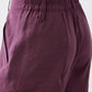 Deep purple elastic waistband pants with front slash pockets