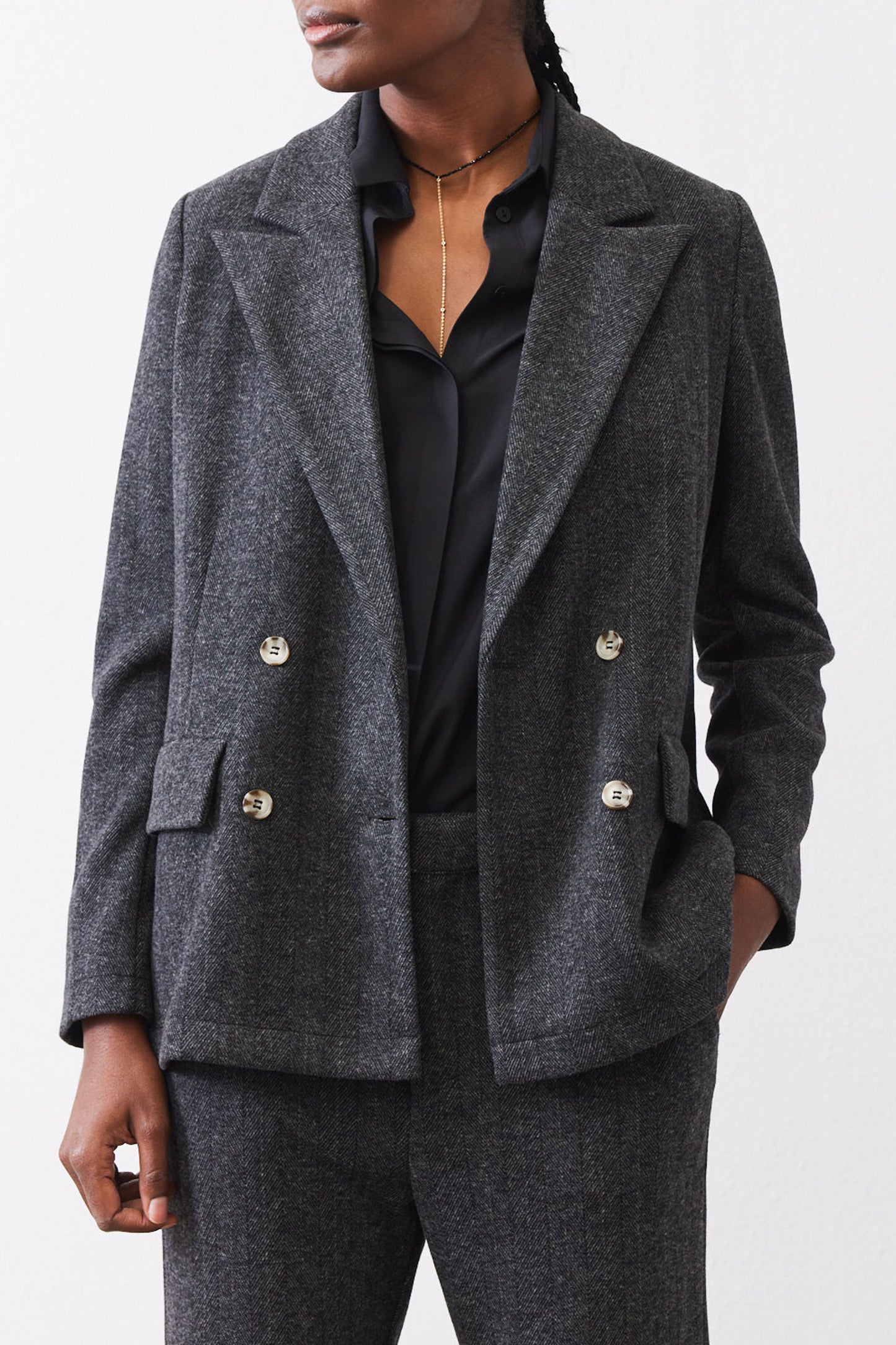 On the Clock Herringbone Blazer