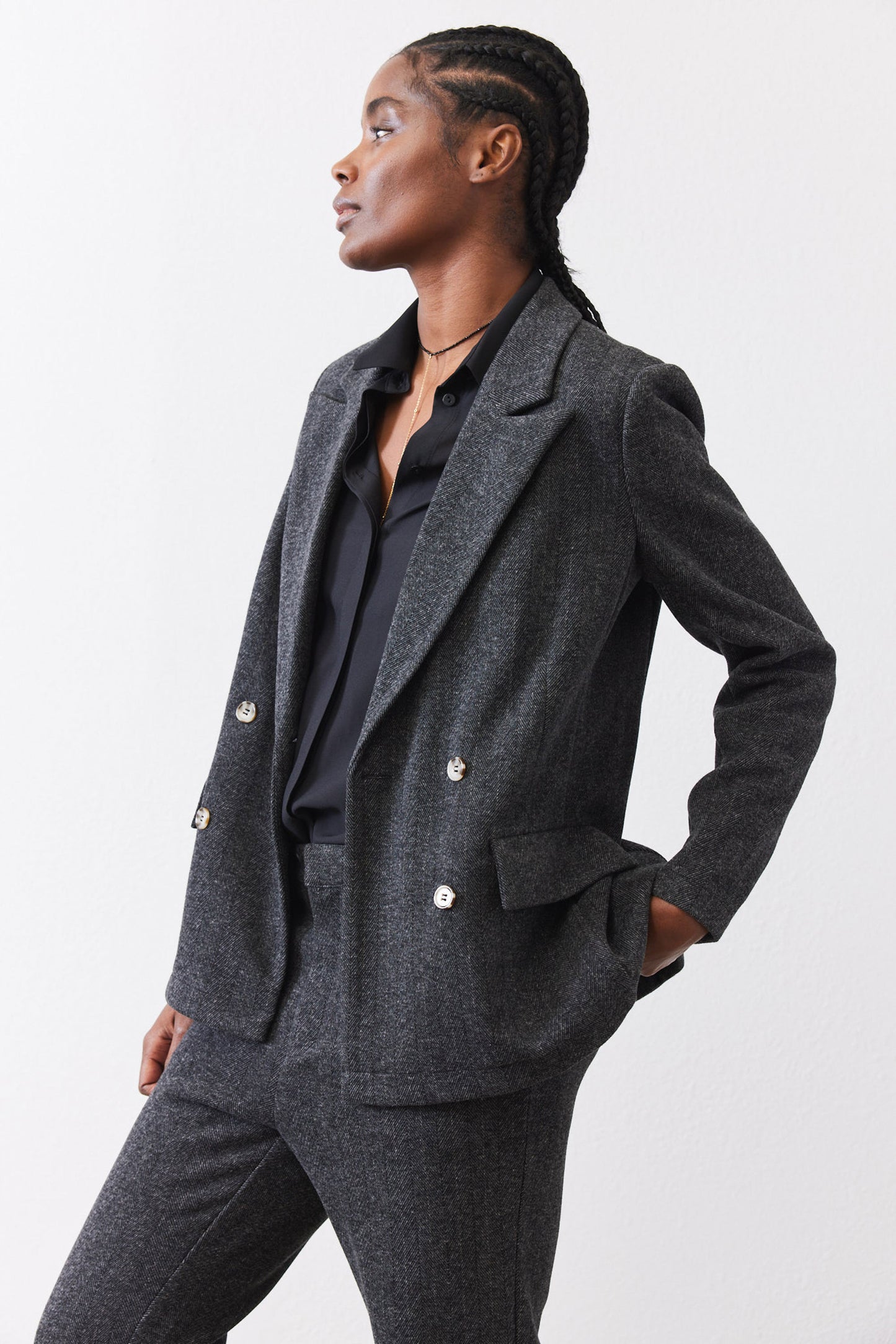 On the Clock Herringbone Blazer