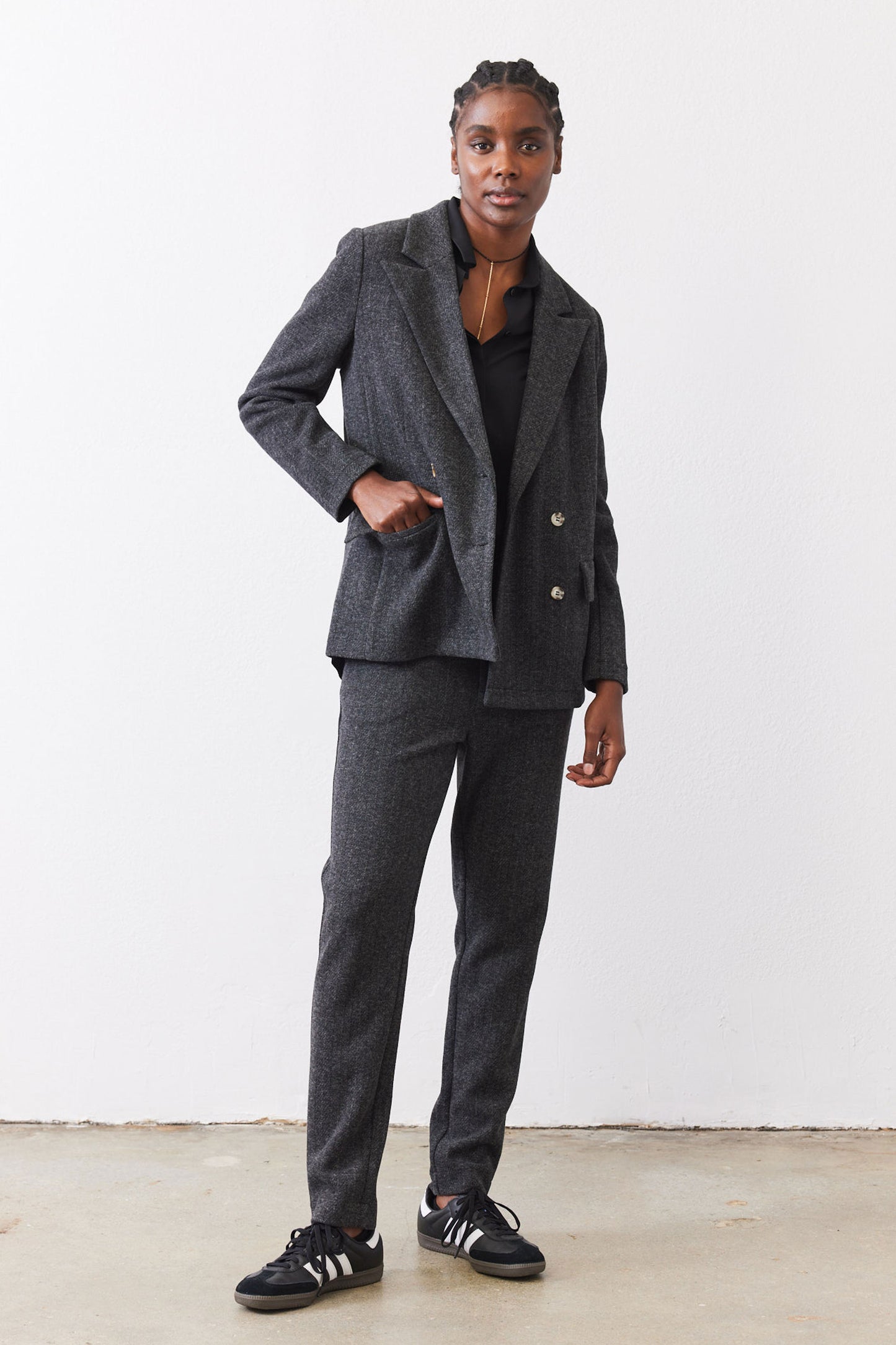 On the Clock Herringbone Blazer