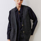 Charcoal herringbone longline vest with gold button front