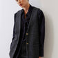 Charcoal relaxed longline herringbone vest with gold button placket