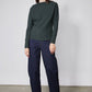 Barrel-leg jeans in dark wash denim with belt loops and wide straight legs