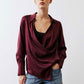 Collared Wrap Washable Silk Blouse
