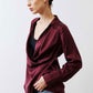 Collared Wrap Washable Silk Blouse