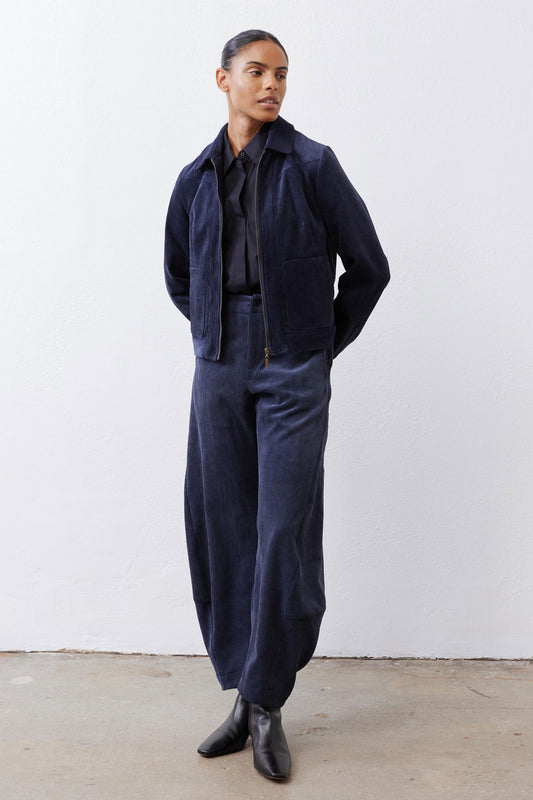 Cropped Corduroy Zip Jacket