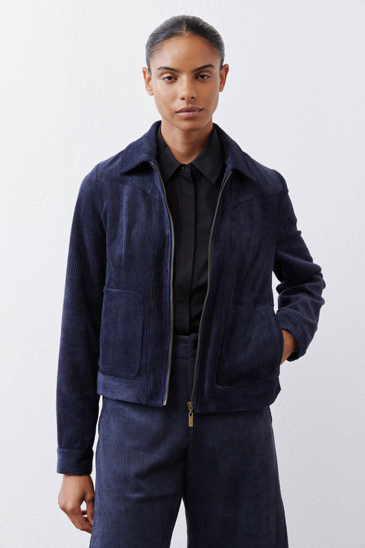Cropped Corduroy Zip Jacket