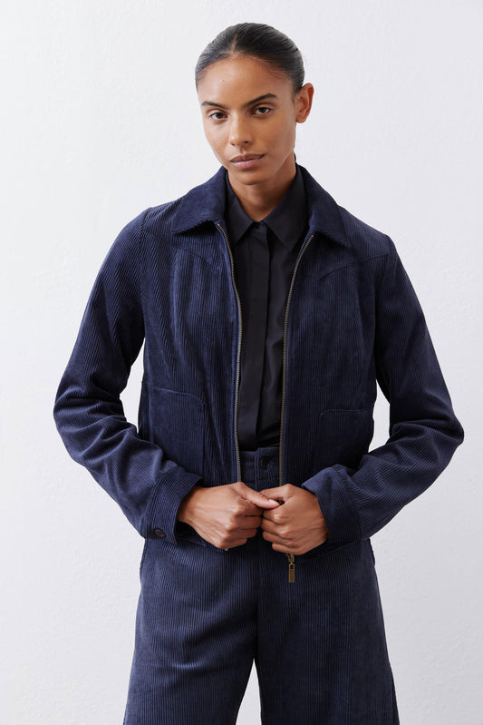 Cropped Corduroy Zip Jacket