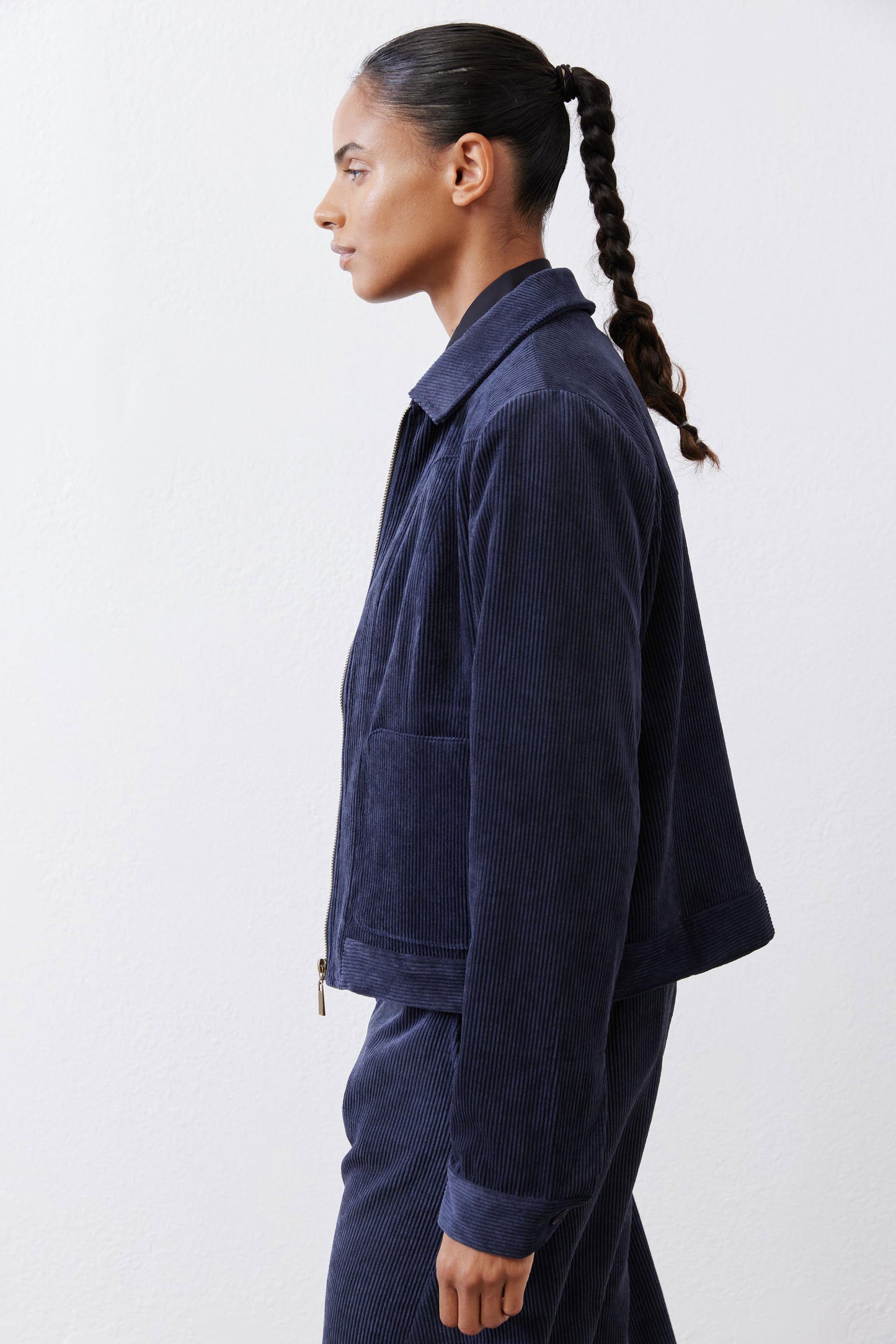 Cropped Corduroy Zip Jacket