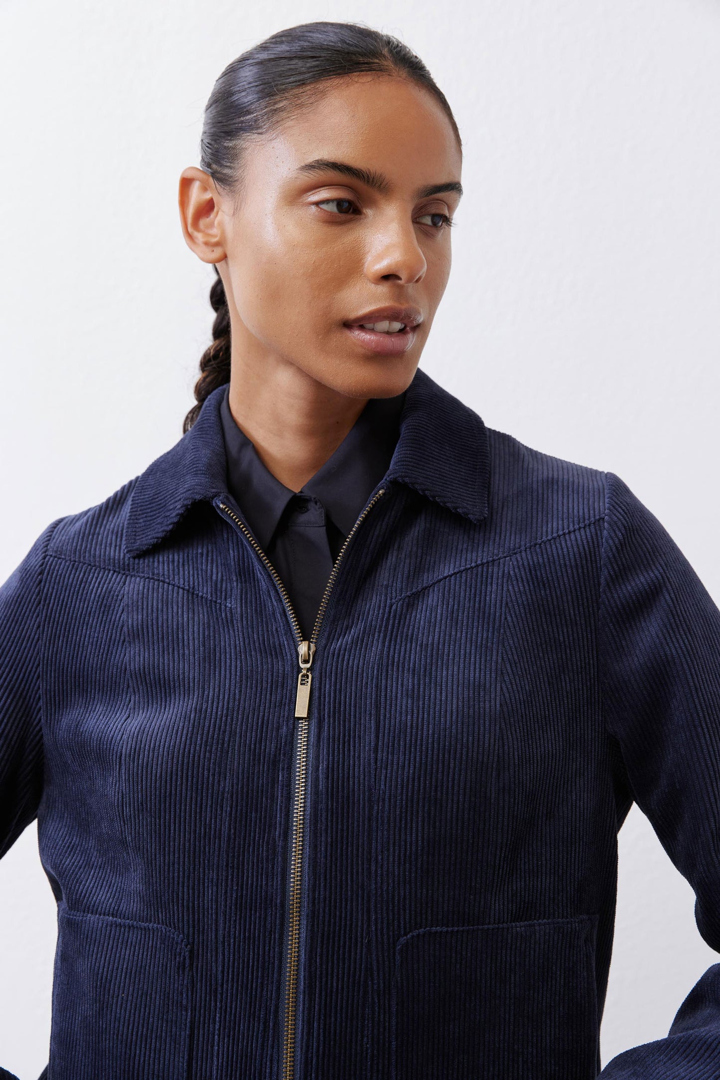 Cropped Corduroy Zip Jacket