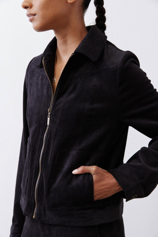 Cropped Corduroy Zip Jacket