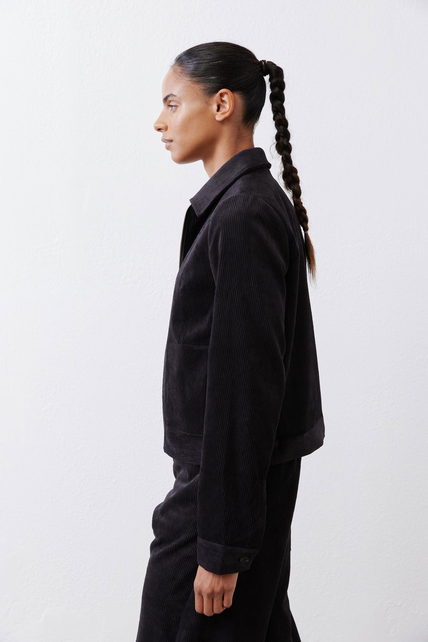 Cropped Corduroy Zip Jacket
