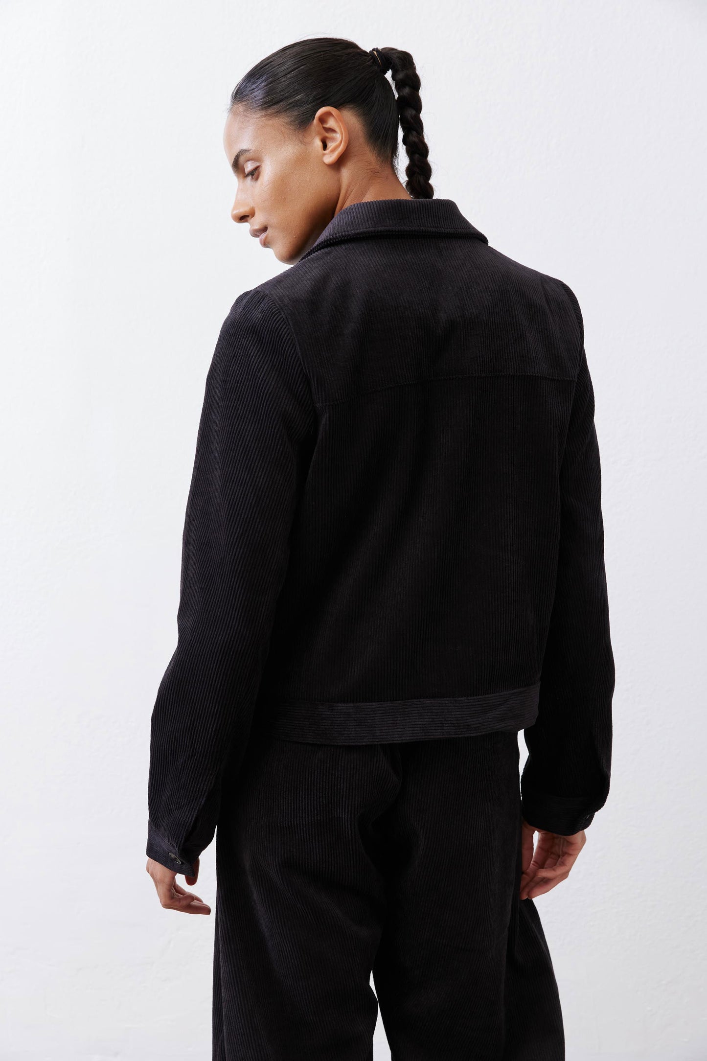 Cropped Corduroy Zip Jacket