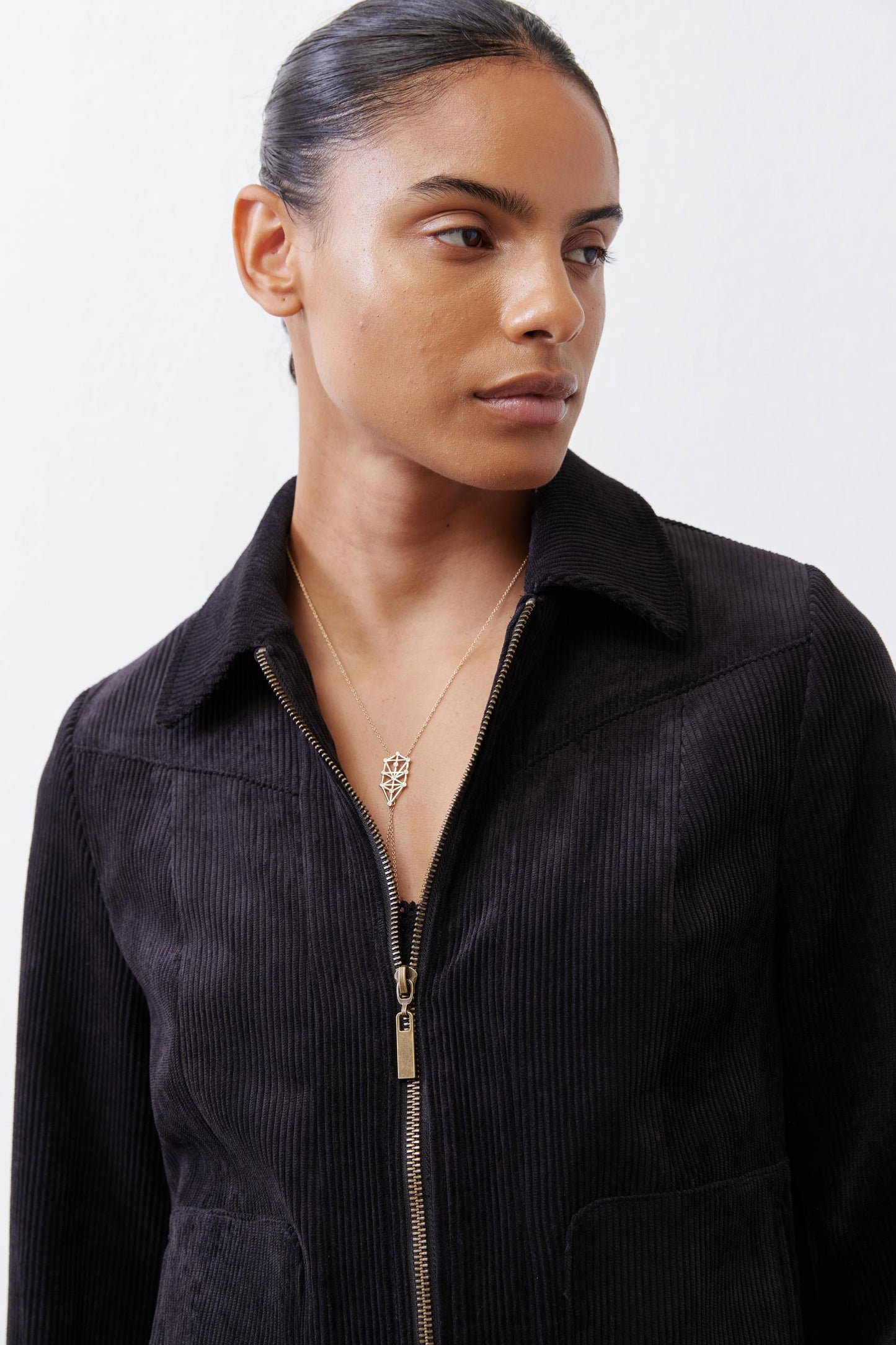 Cropped Corduroy Zip Jacket