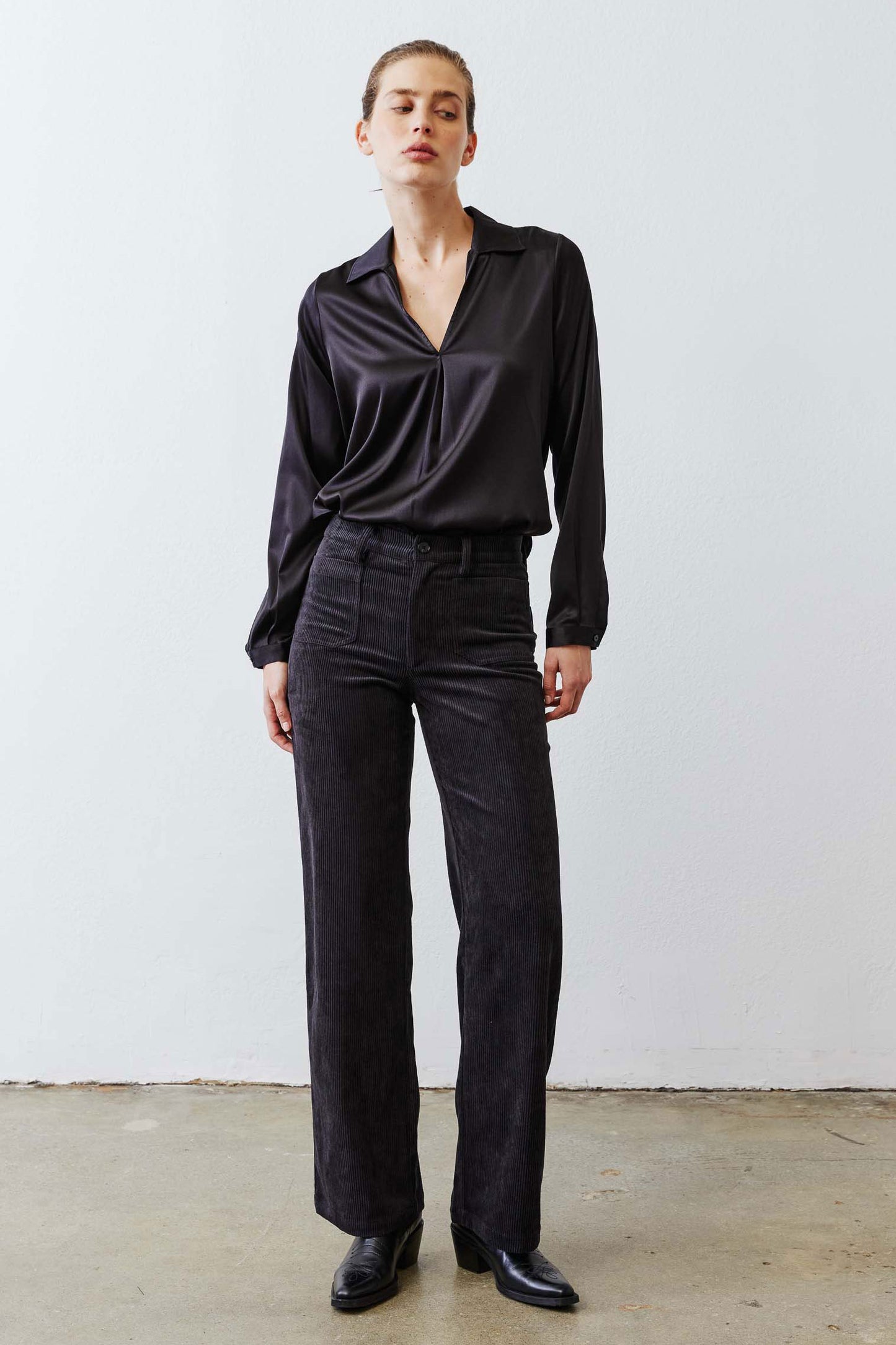 The Popover Washable Silk Long Sleeve Blouse