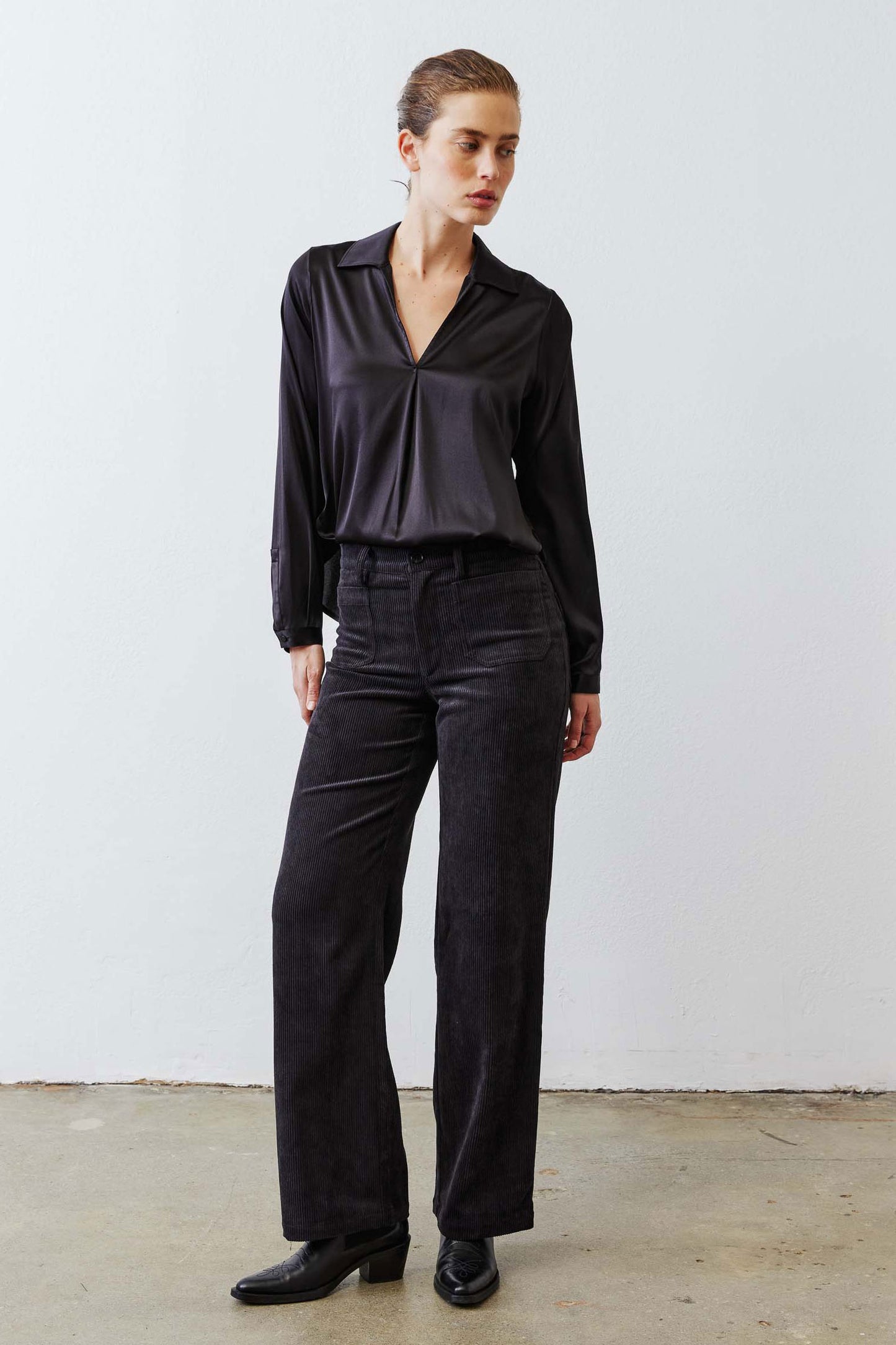 The Popover Washable Silk Long Sleeve Blouse