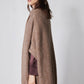 Taupe melange dolman cardigan side view with open front, textured knit hem.