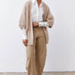 Oatmeal textured knit kimono cardigan with open front and buttoned sleeve cuffs