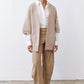 Oatmeal textured knit kimono cardigan, relaxed open front with wide sleeves