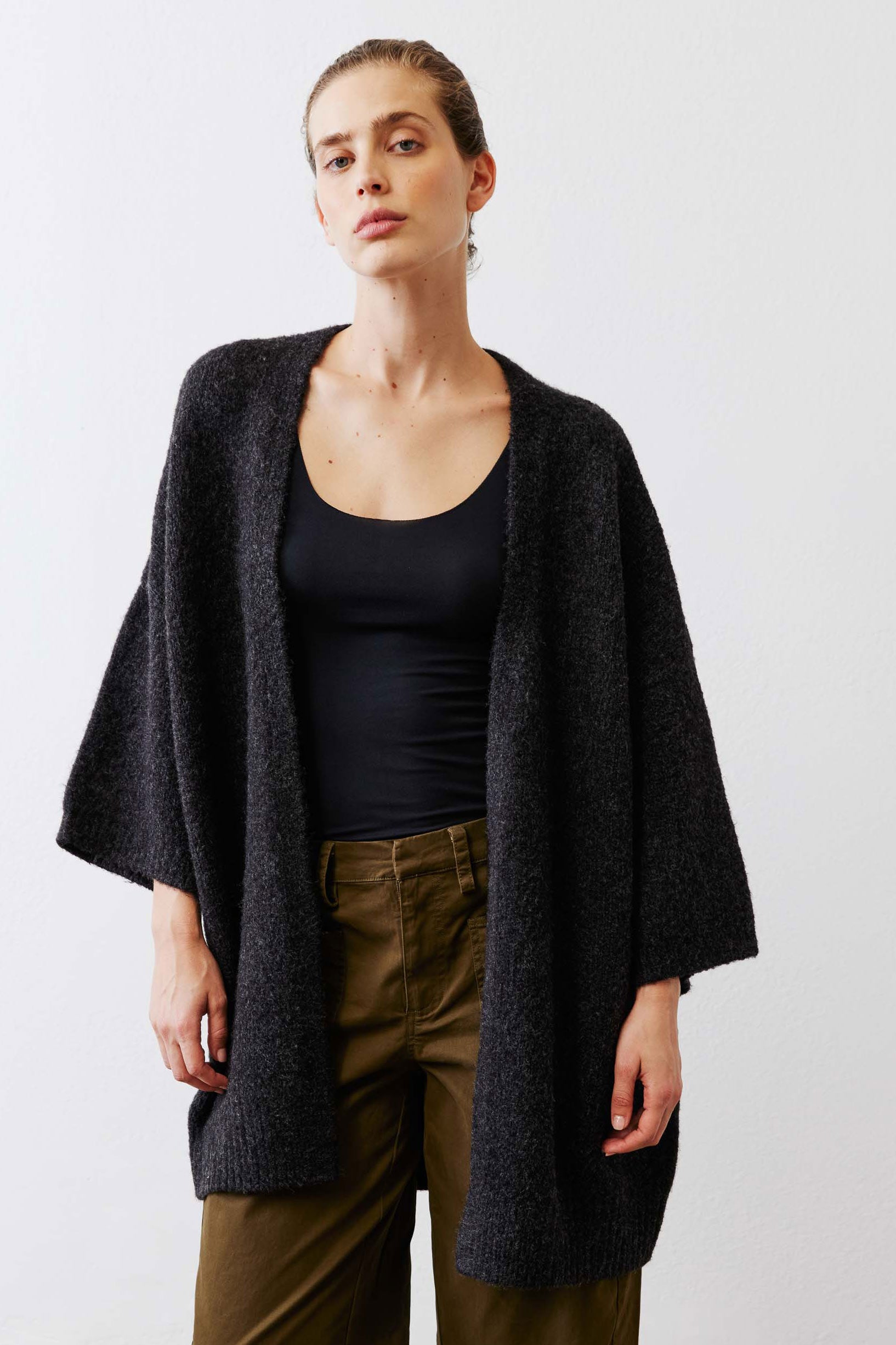 Cozy Kimono Knit Cardigan | Onyx – Ruti