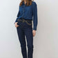 Petite crop straight jeans dark wash, mid-rise, relaxed straight legs