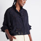 Oversized Geo Sheer Cropped Blouse