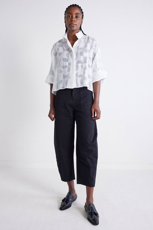 Oversized Geo Sheer Cropped Blouse
