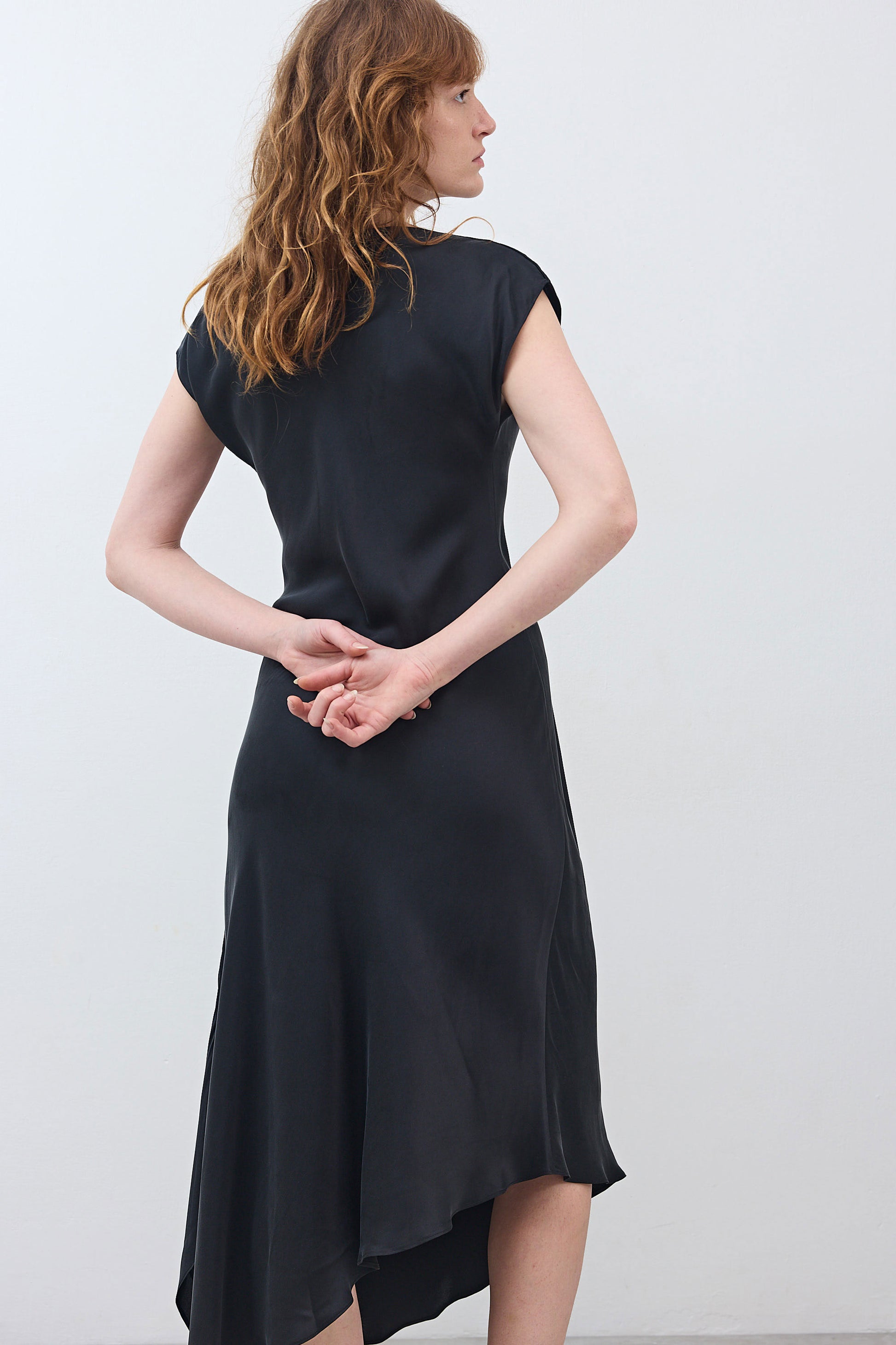 silk dress with short sleeves Cut on Bias Silk Dress