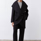 Black scuba pants with relaxed fit, wide legs, and elastic drawstring waist