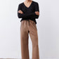 Fawn scuba pants with elastic waistband and drawstring, wide-leg silhouette