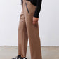Fawn scuba pants with elastic waist and drawstring, straight wide-leg fit