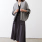 Heather gray drape cardigan, open front, wide sleeves with relaxed drape