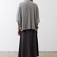 Heather gray drape cardigan, back view with relaxed shoulders and open front