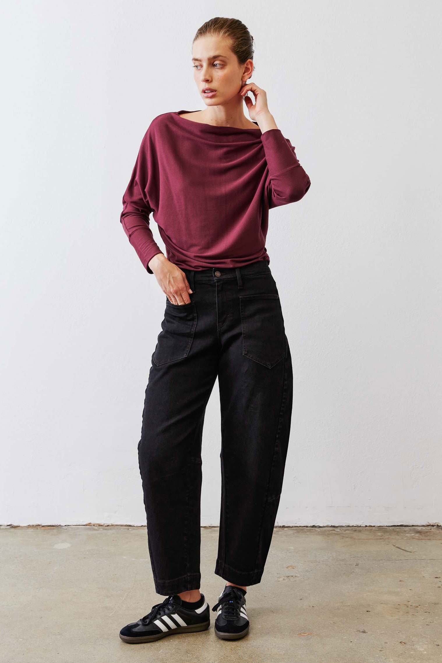 The Day to Day Ribbed Dolman Top | Marsala – Ruti