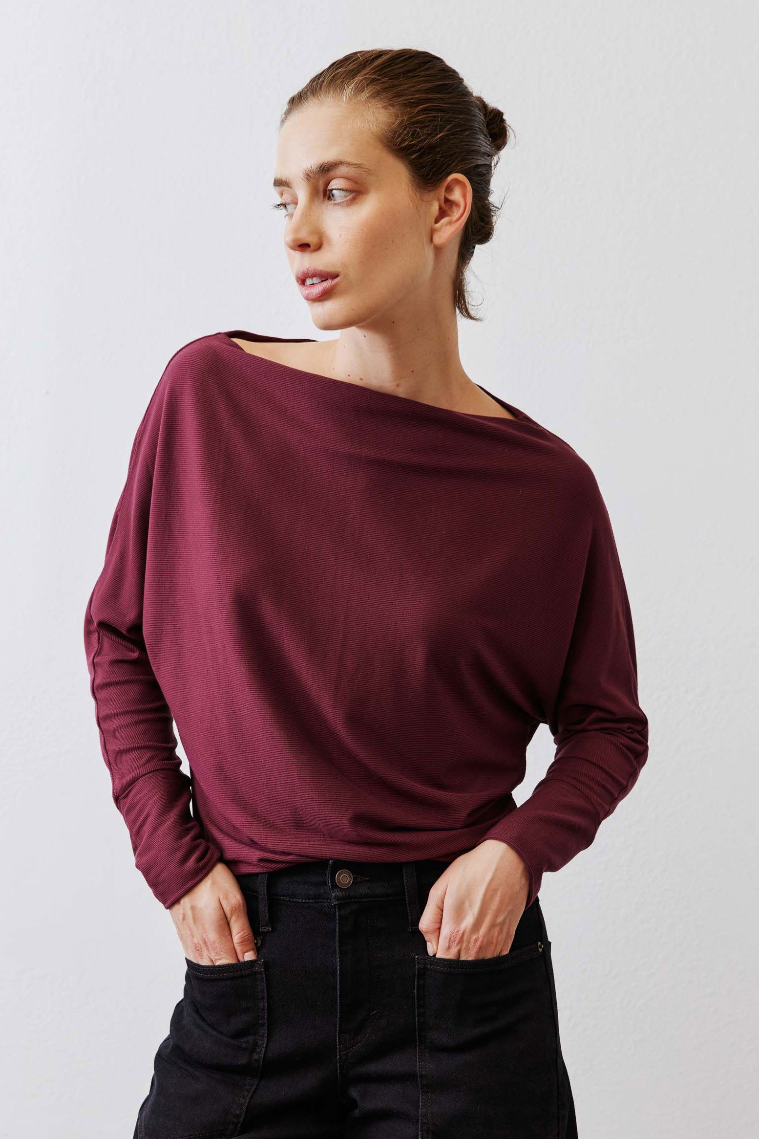 The Day to Day Ribbed Dolman Top | Marsala – Ruti