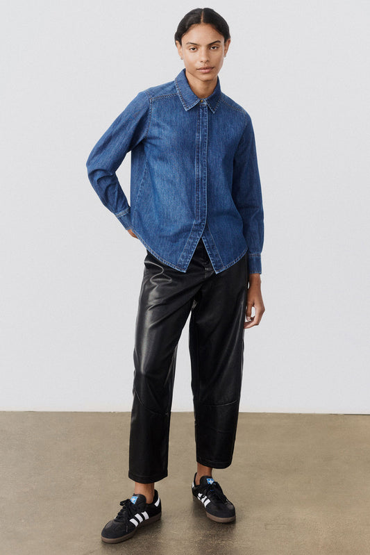 Denim Handkerchief With a Zipper Blouse