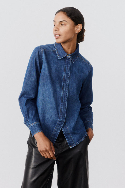 Denim Handkerchief With a Zipper Blouse