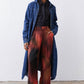 Denim shirt dress with pointed collar, button front, long sleeves, medium-wash blue